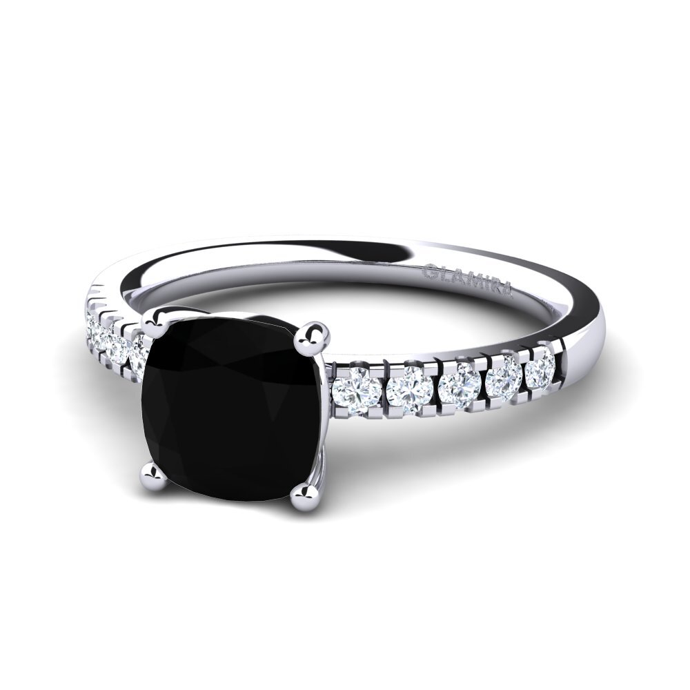 Cushion Black Diamond Engagement Ring Allison