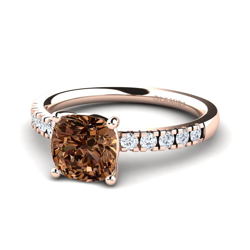 14k Oro Rosa Diamante café Anillo de compromiso Allison