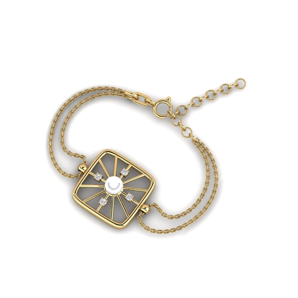 18k Oro Amarillo Diamante cultivado en laboratorio Pulsera de Mujer Dattumajos