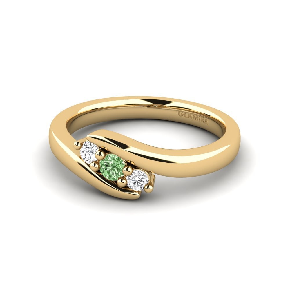 Bagues Or Jaune 585 Diamant Vert 3 & 5 Pierres