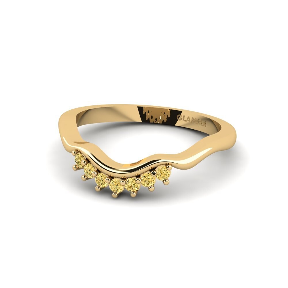 14ct Yellow Gold Yellow Diamond Bridal Set Crinkly Ring B