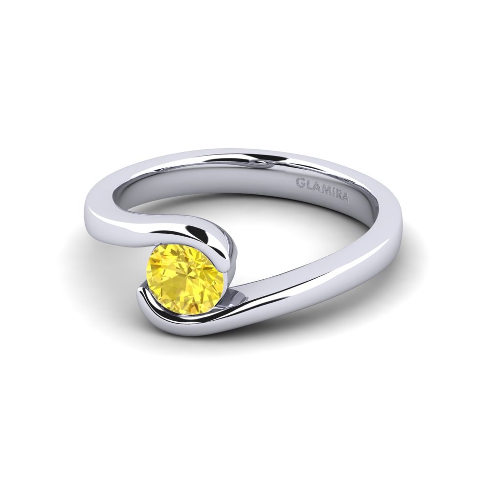 Yellow Sapphire Engagement Ring Bridal Luxuy 0.5crt