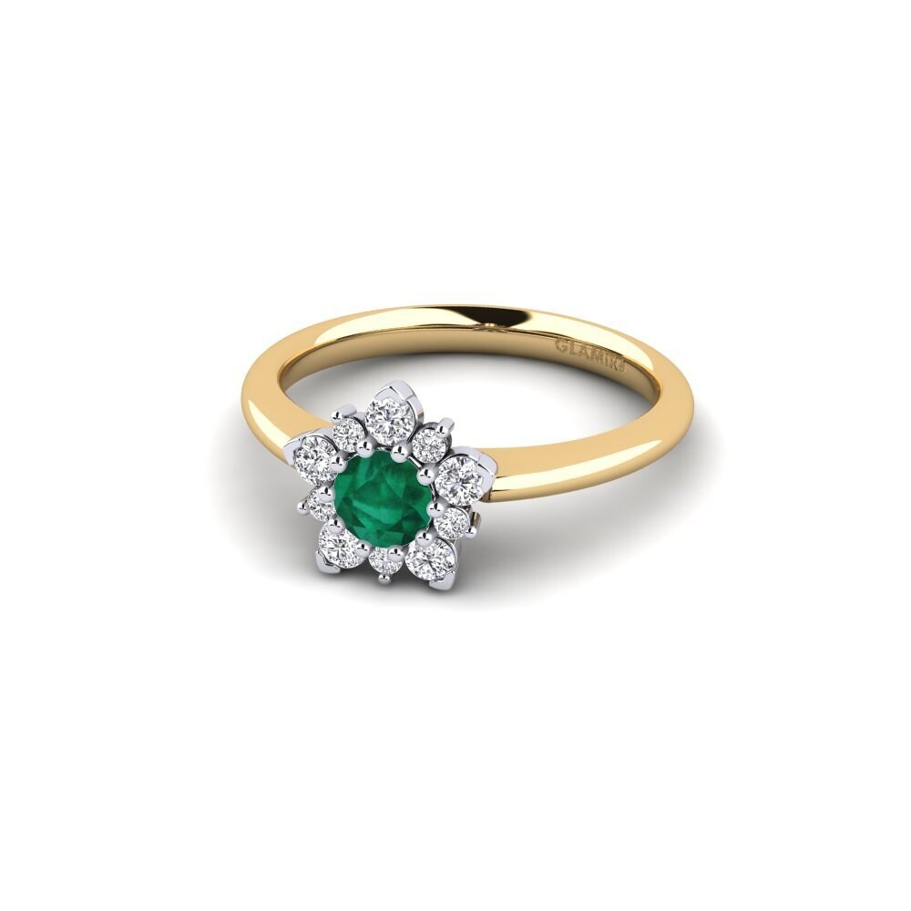 Vàng-Trắng 14K Đá Emerald / Ngọc lục Bảo Nhẫn đính hôn Tibelda