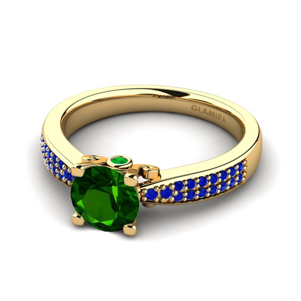 14ct Yellow Gold Green Tourmaline Engagement Ring Donielle 1.0 crt