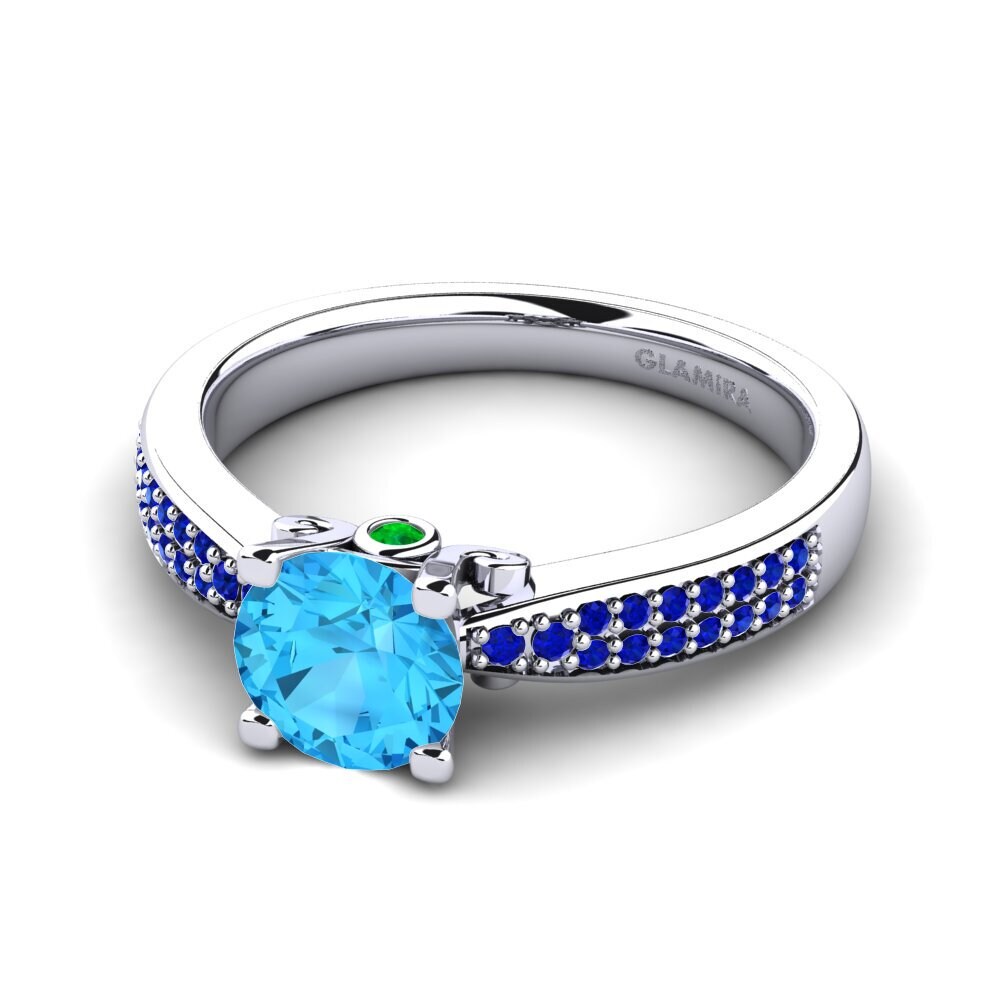 Topacio azul Anillo de compromiso Donielle 1.0 crt