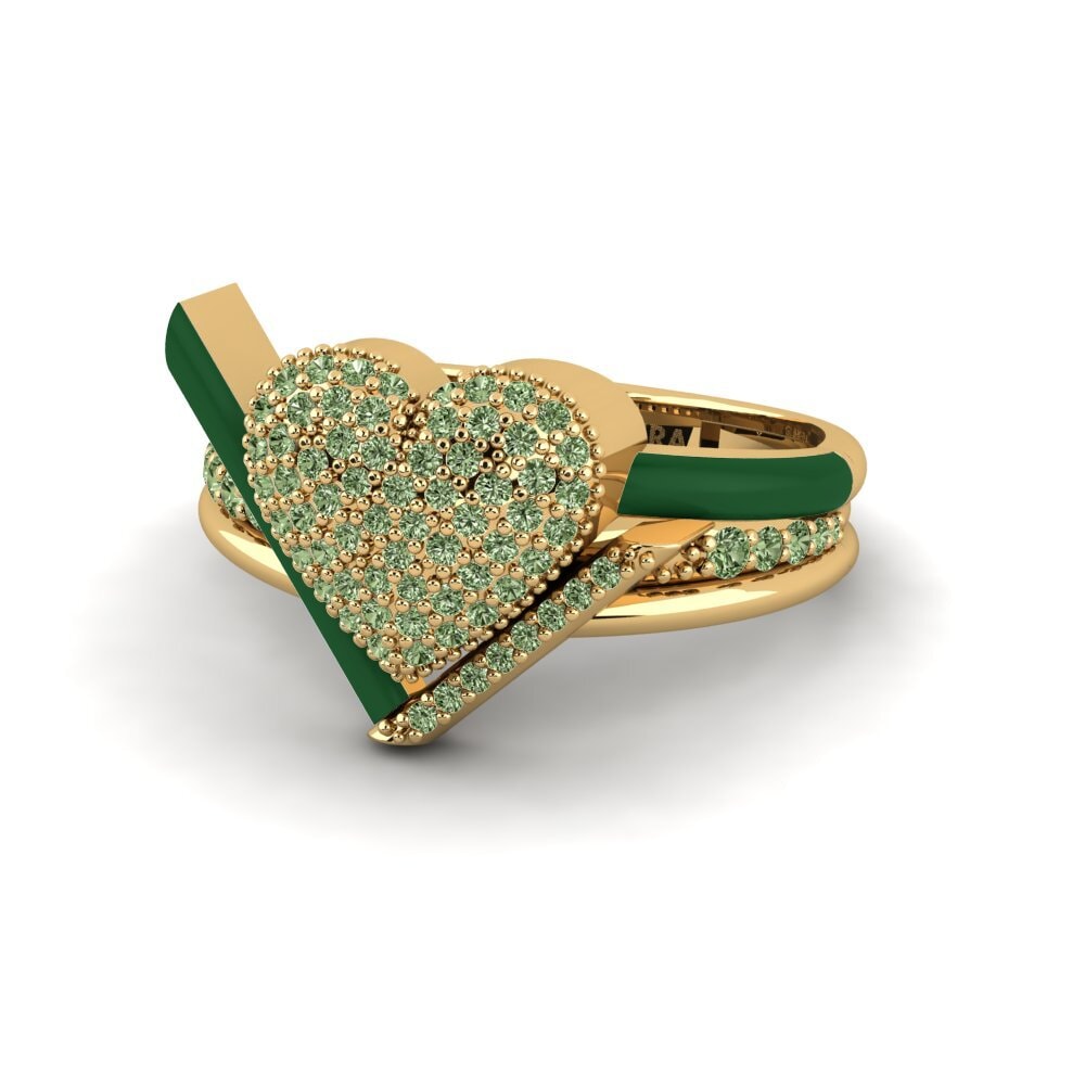 Green Diamond Ring Abbraccio