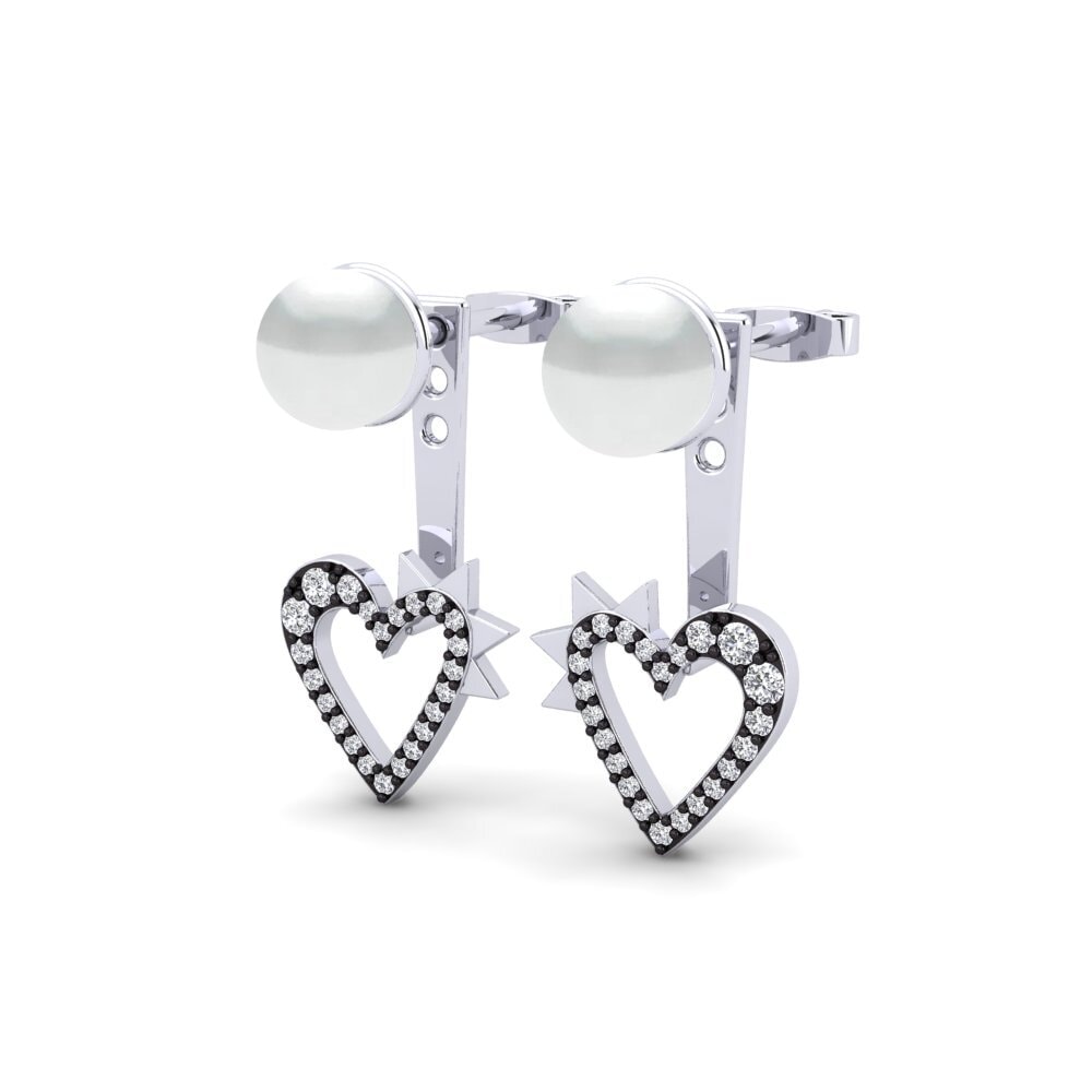 14ct White Gold Women's Earring Blackheart