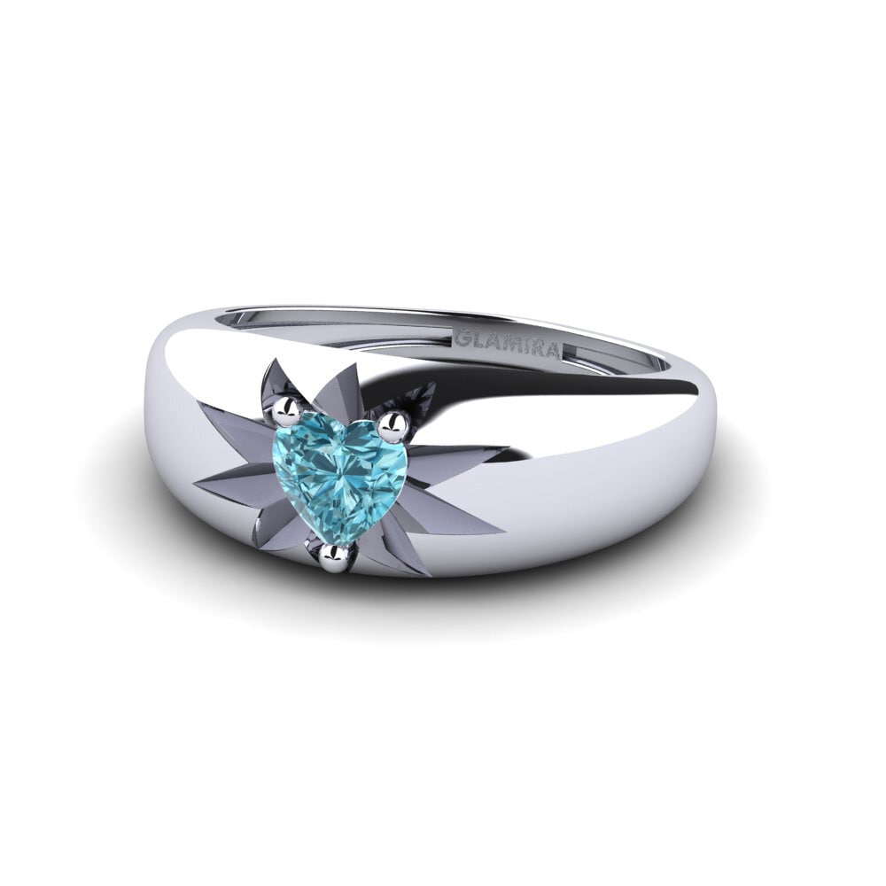 Corazón Circón Azul Anillo Bling