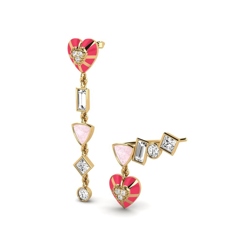 Đá Thạch Anh Hồng Bông tai nữ Chiari Set
