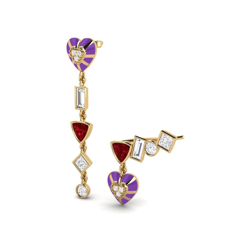 Red Zirconia Women's Earring Chiari Set
