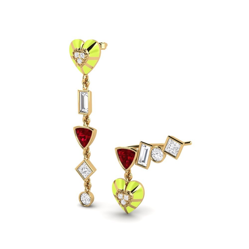 Red Zirconia Women's Earring Chiari Set
