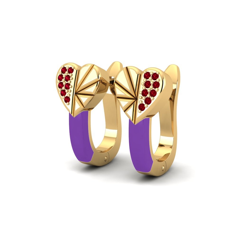 Red Zirconia Women's Earring Goldenrod