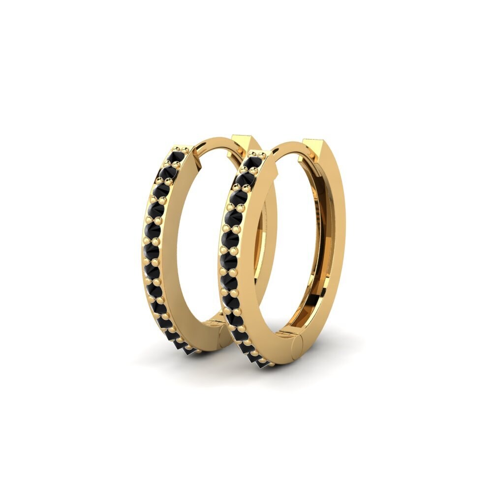 Ouro Amarelo 14K Safira negra Brincos Feminino Limitless