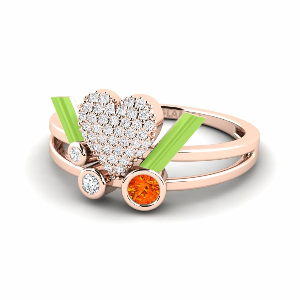 Bagues Saphir orange Cœur