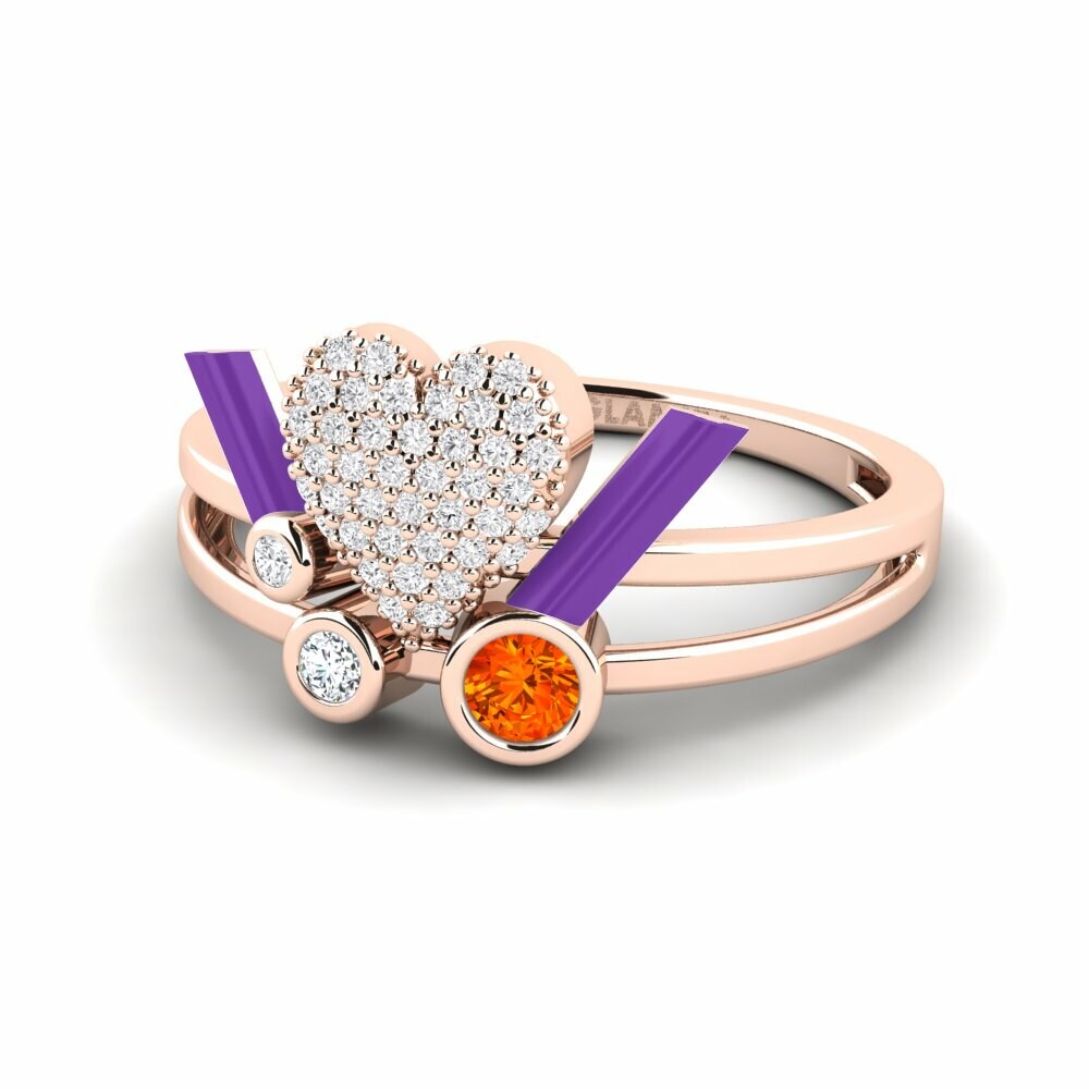 Bagues Saphir orange Cœur