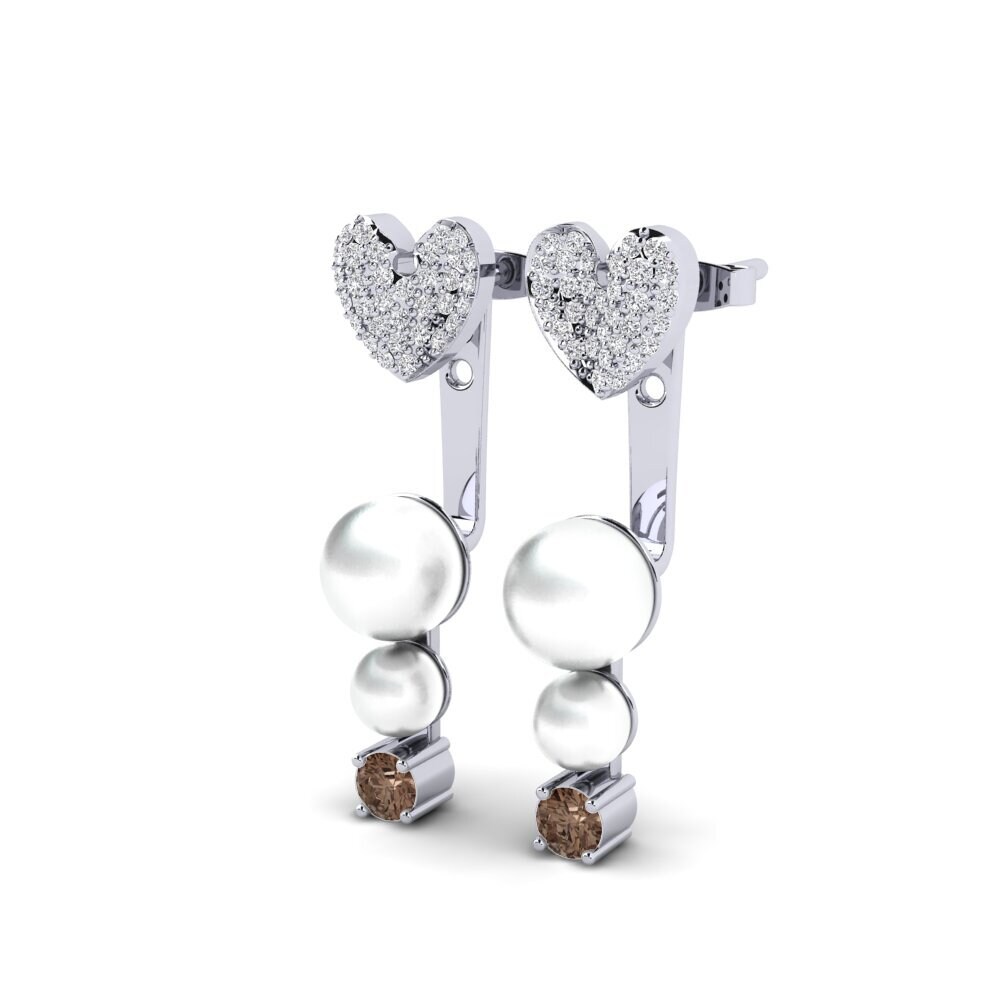 Plata 925 Cuarzo humo Pendiente de mujer Pure Heart