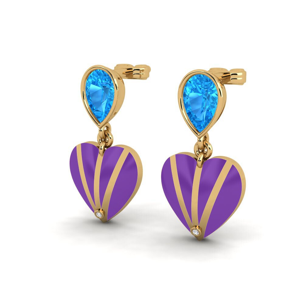 Blauwe Topaas Dames Oorbellen Purpleheart