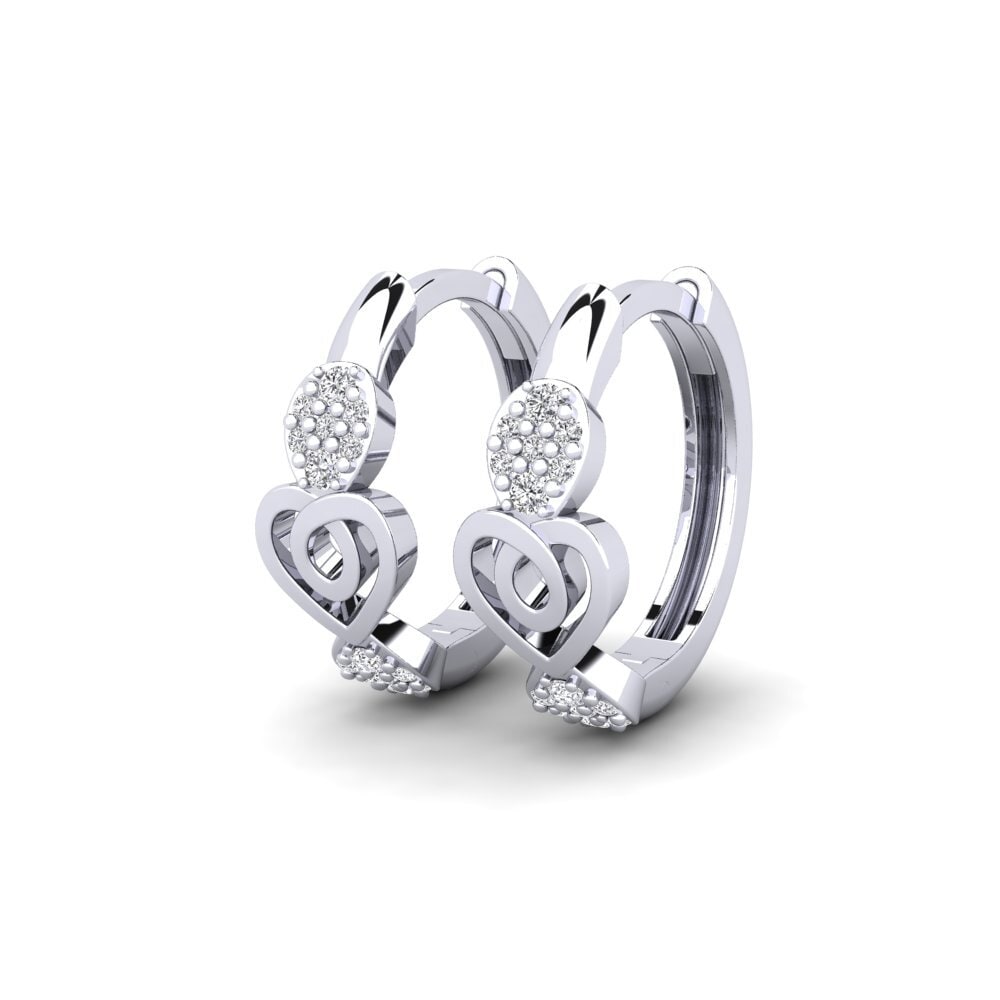 Ouro Branco 9K Diamante Produzido em Laboratório Brincos Feminino Rakkaus