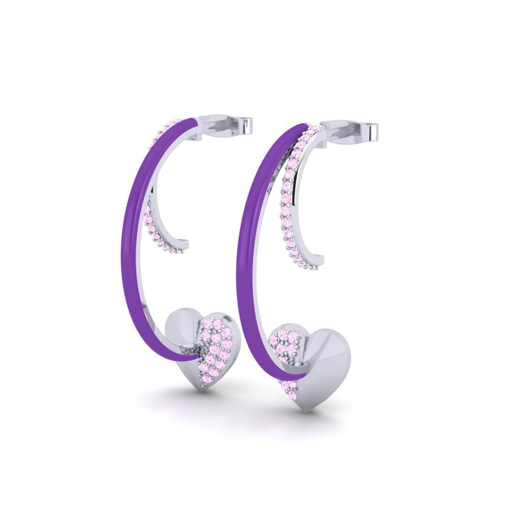 14k Oro Blanco Zafiro Rosado Pendiente de mujer Redviolet