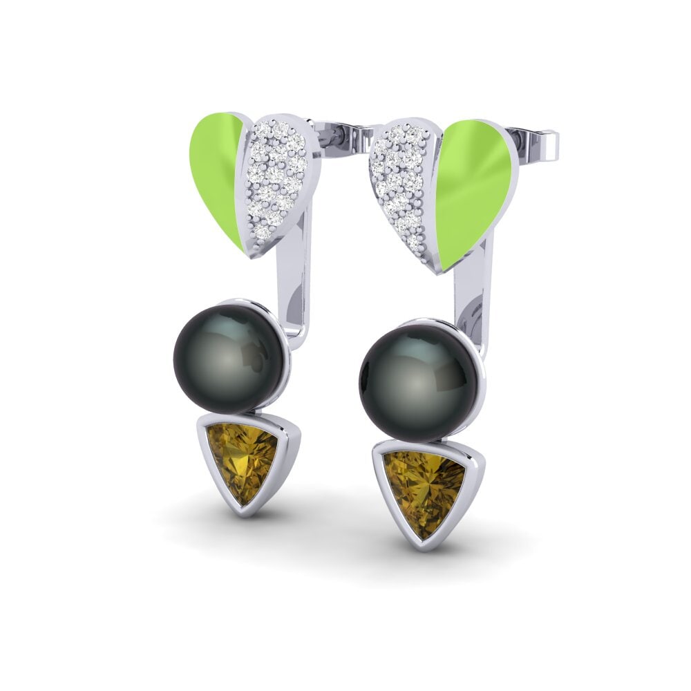 9ct White Gold Brown Zircon Women's Earring Sepia