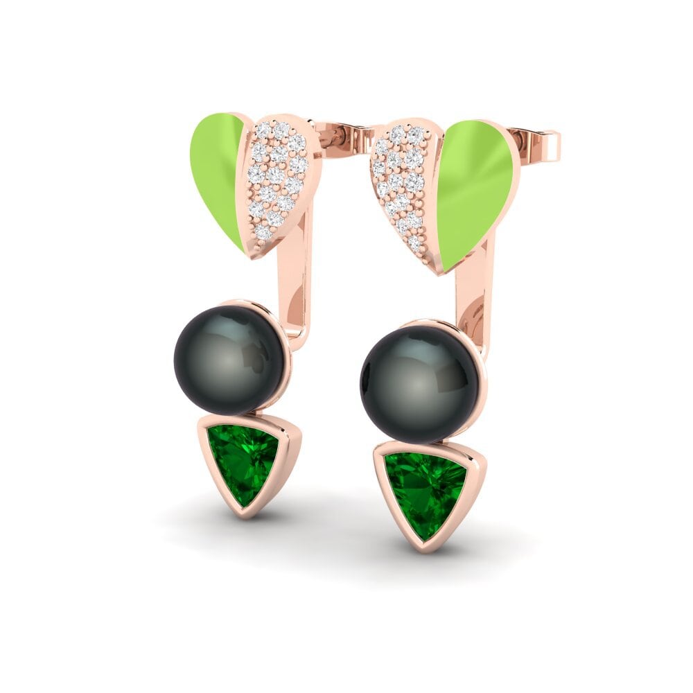 Trillion Green Zirconia Women's Earring Sepia