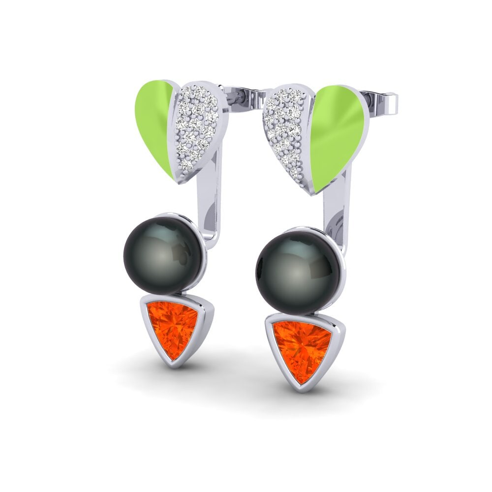 950 Palladium Fire-Opal Women's Earring Sepia