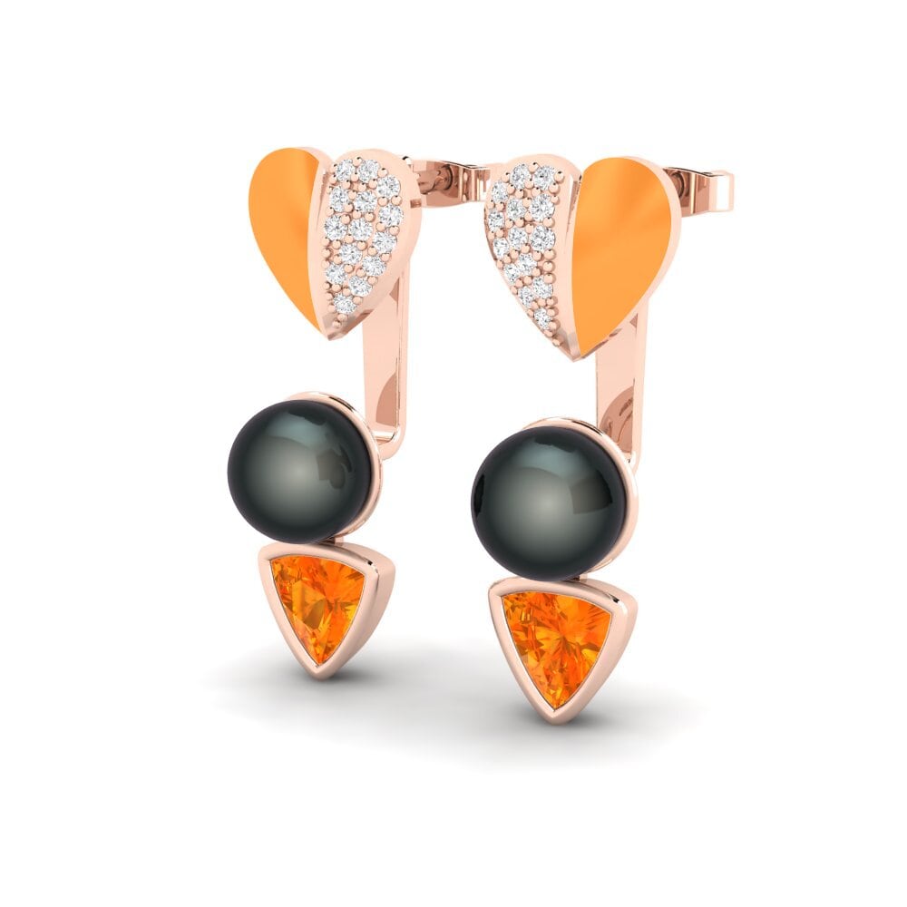 Orange Sapphire Women's Earring Sepia