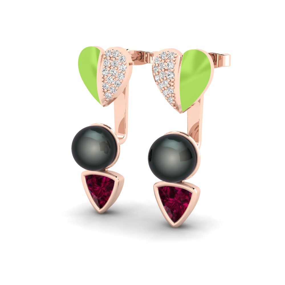 Trillion Rhodolite Garnet Women's Earring Sepia