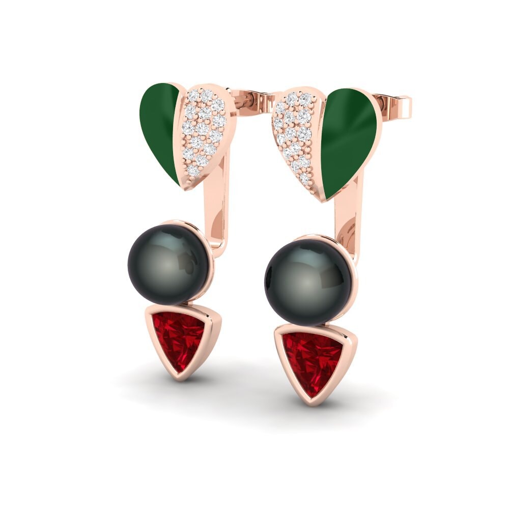 Red Zirconia Women's Earring Sepia