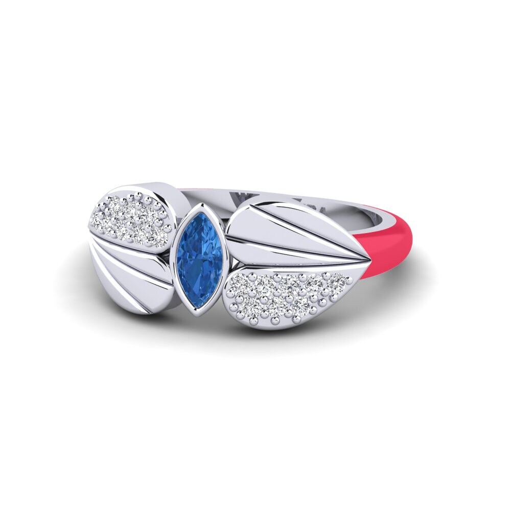 Dunkelblauer Zirkonia Pinker Ring Stirring
