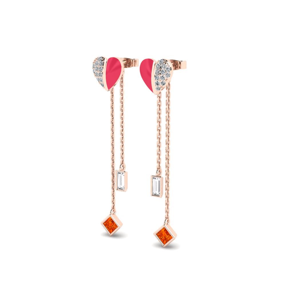 Orange Sapphire Women's Earring Wisteria