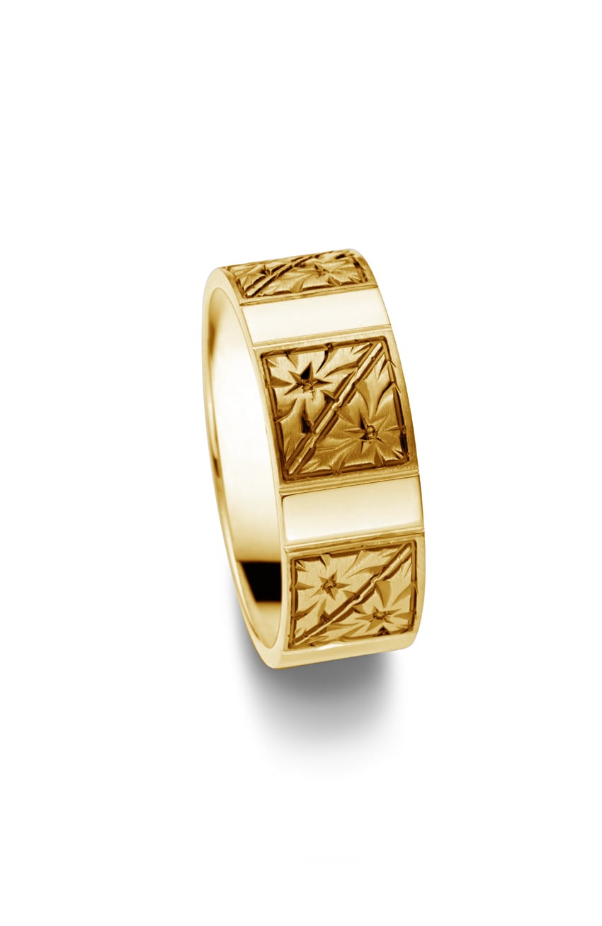 14k Oro Amarillo Anillo Boda Hombre Noble Element