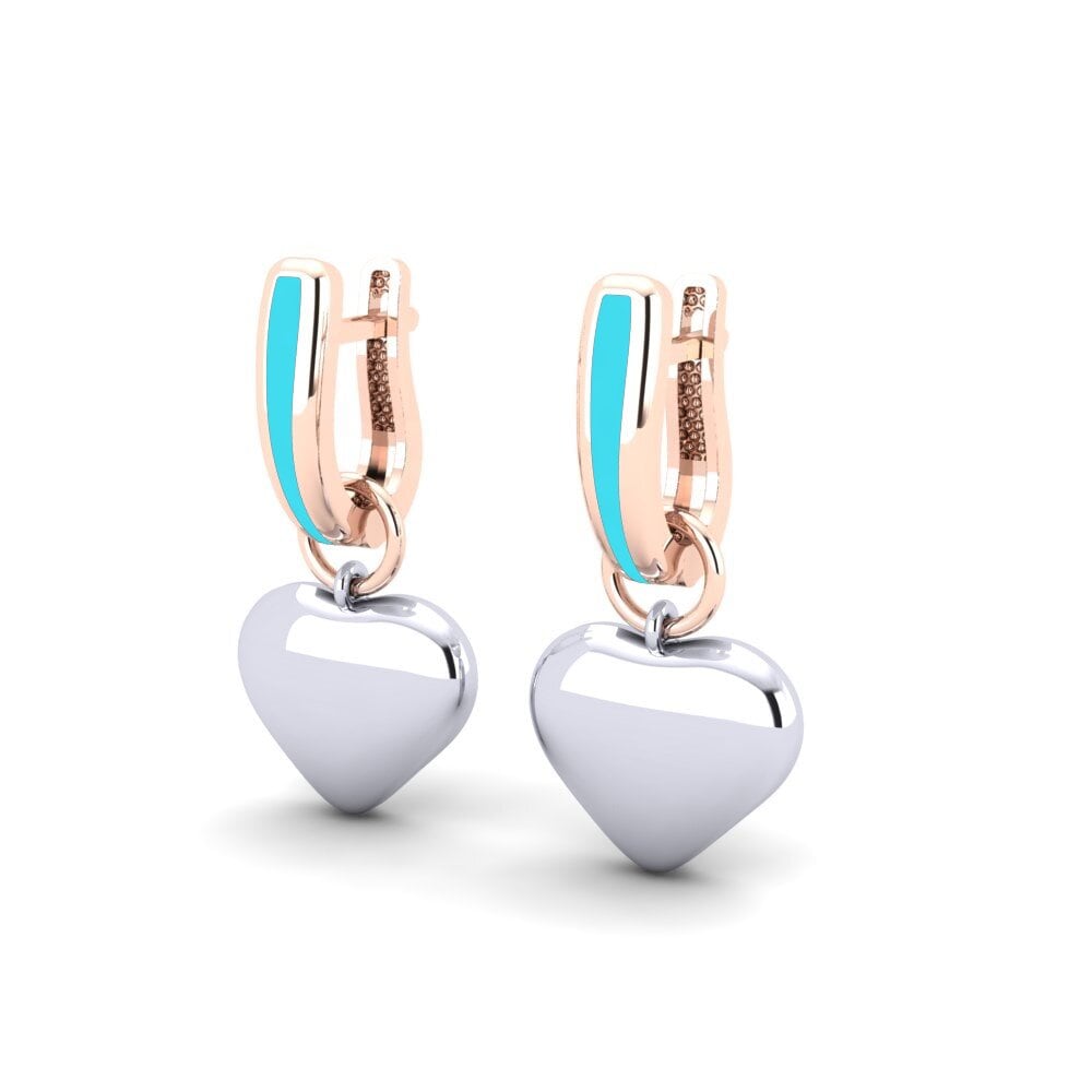 9k Oro Rosa/Blanco Pendientes Cancha