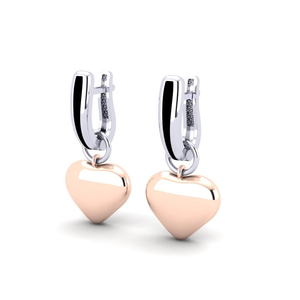 9k Oro Blanco / Rosa Pendientes Cancha