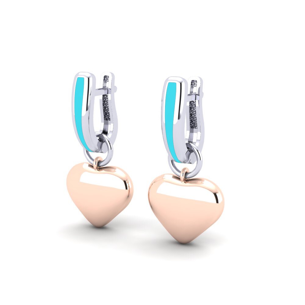 9k Oro Blanco / Rosa Pendientes Cancha