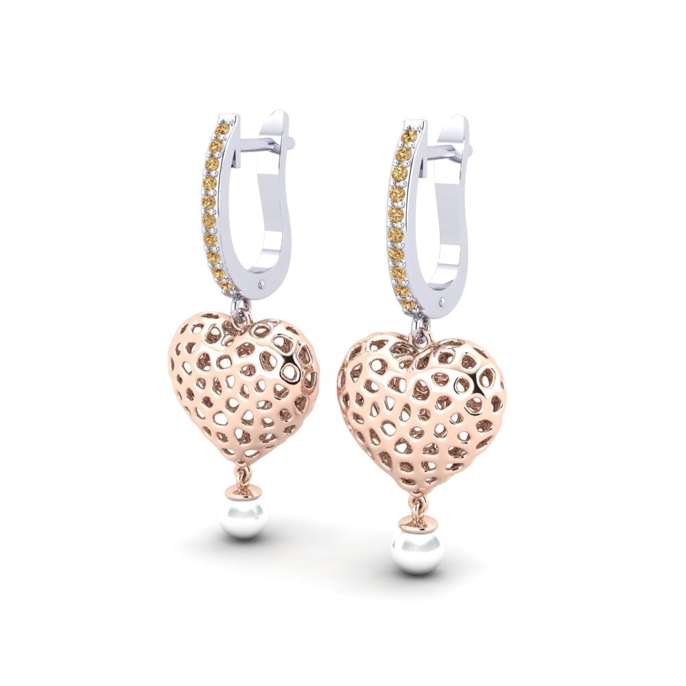 9ct White & Rose Gold Brown Diamond Women's Earring Boes
