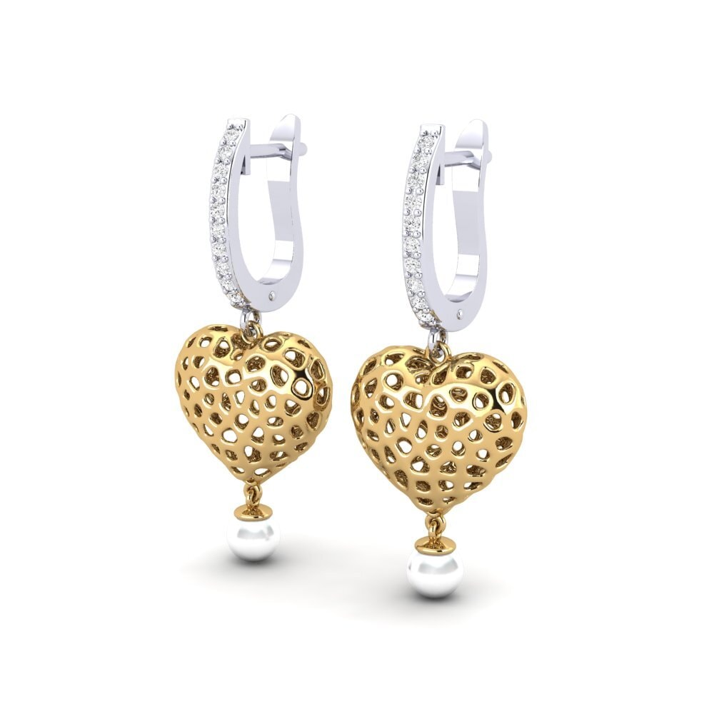9ct White & Yellow Gold White sapphire Women's Earring Boes