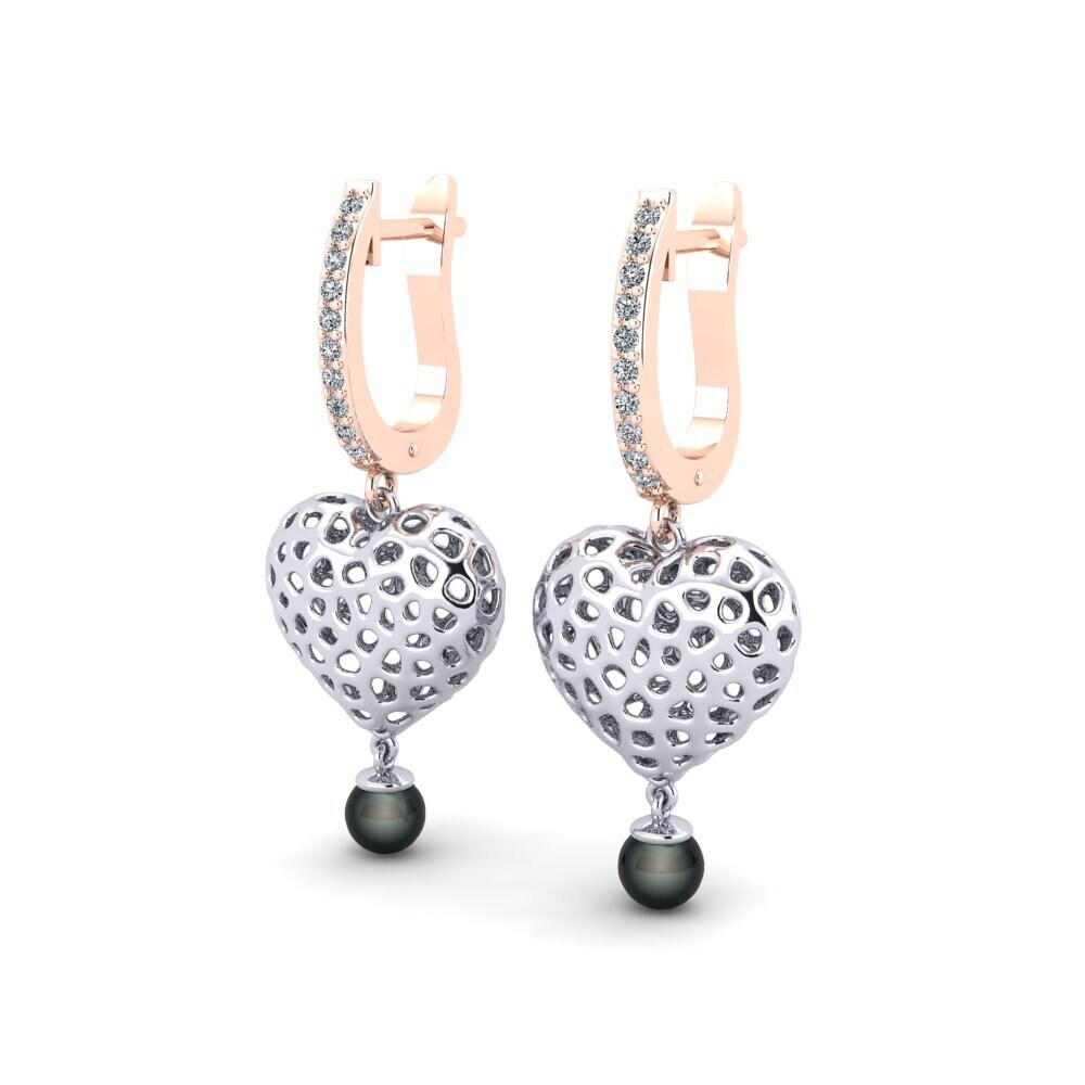 14ct Rose / White Gold Women's Earring Boes