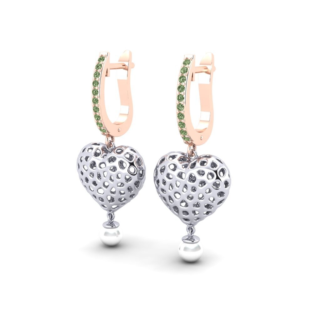 9k Oro Rosa & Blanco Diamante Verde Pendiente de mujer Boes