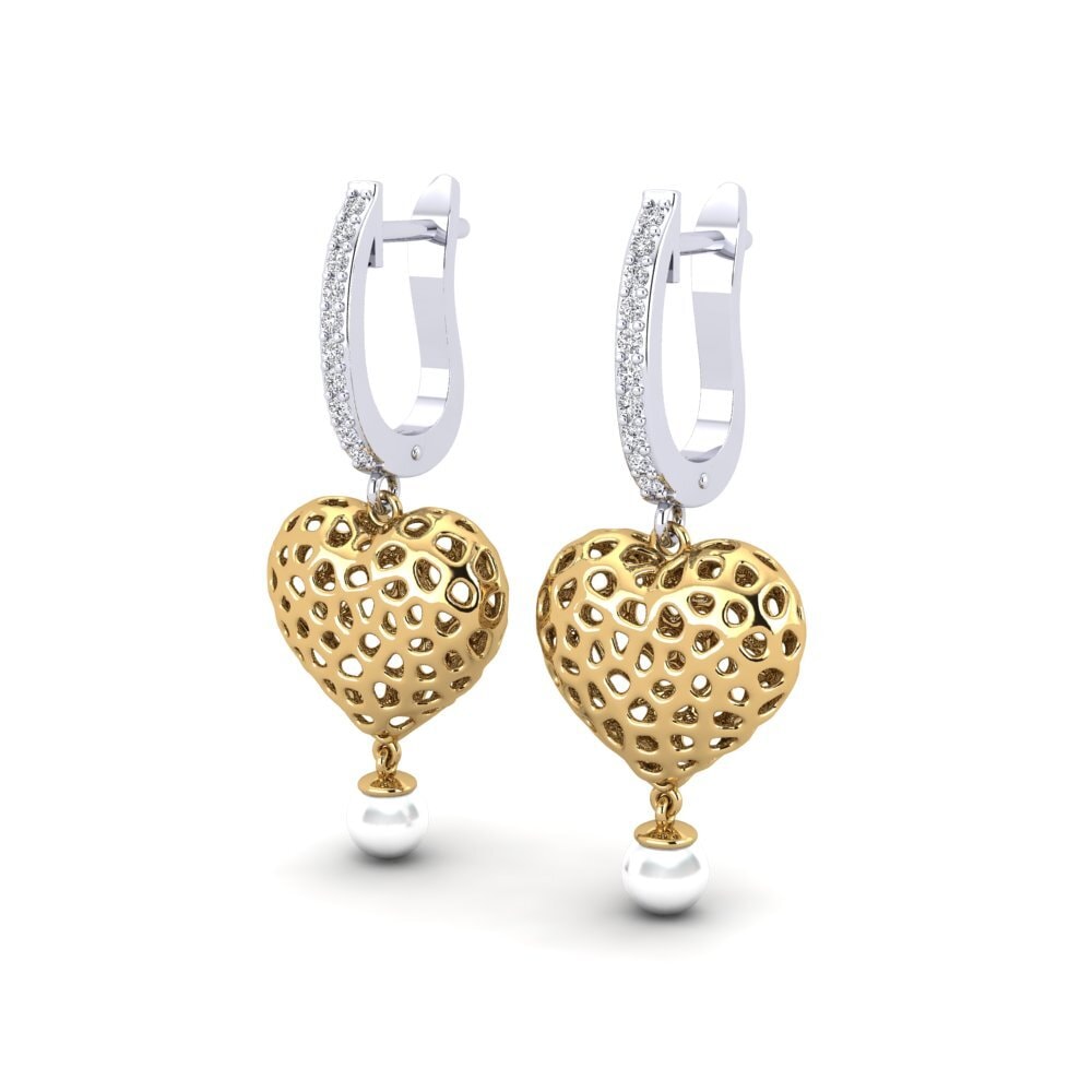 18ct White & Yellow Gold Lab Grown Diamond Women's Earring Boes