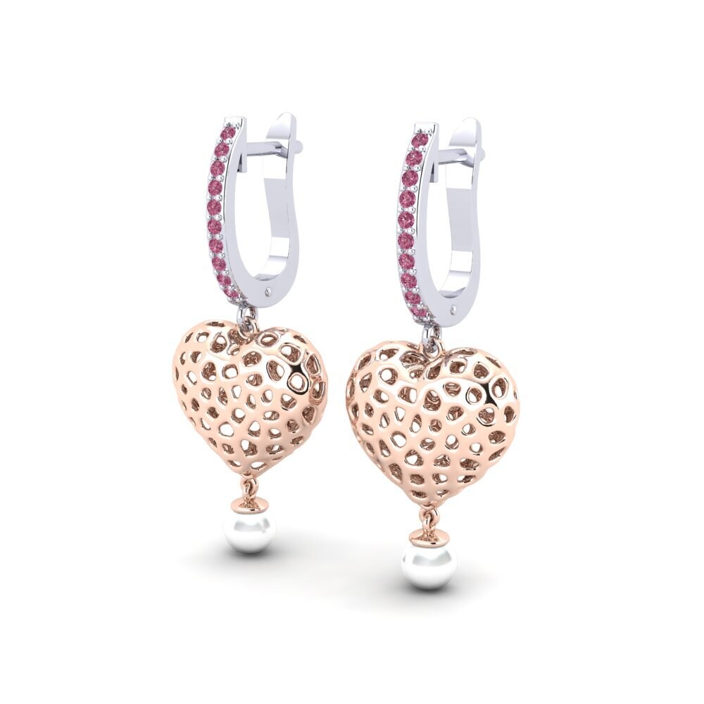 9ct White & Rose Gold Rhodolite Garnet Women's Earring Boes