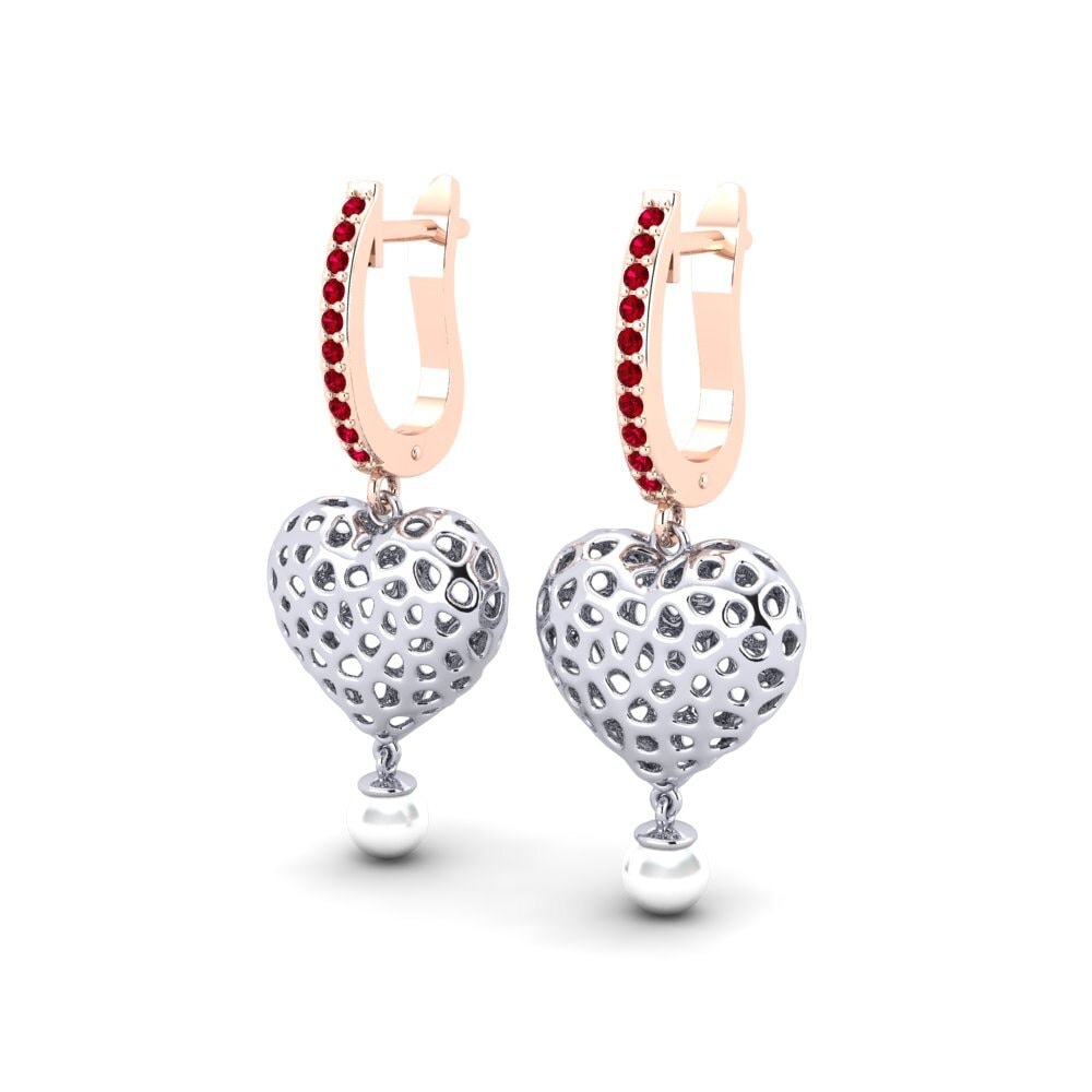 9k Oro Rosa & Blanco Circonita Roja Pendiente de mujer Boes