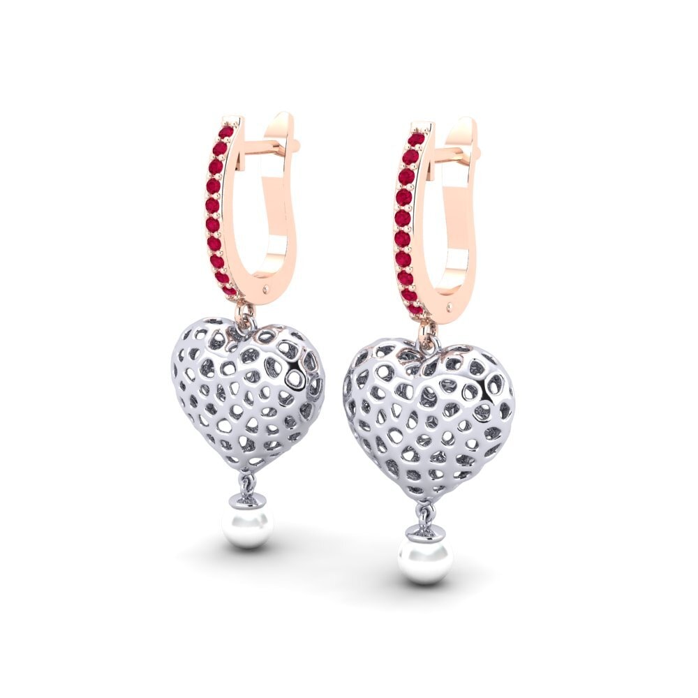 9k Oro Rosa & Blanco Rubí Pendiente de mujer Boes
