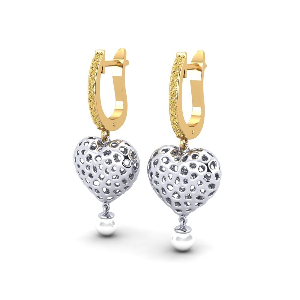 18ct Yellow & White Gold Yellow Diamond Women's Earring Boes