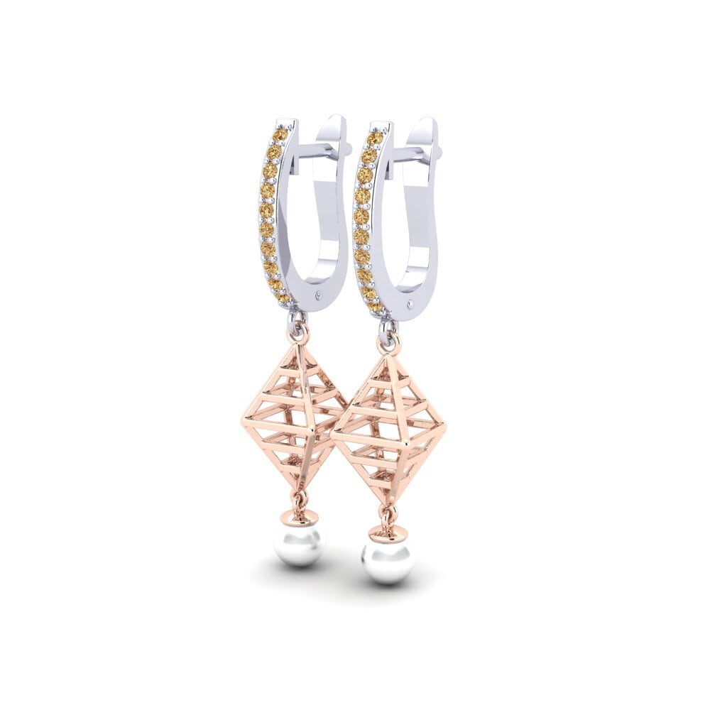 9ct White & Rose Gold Brown Diamond Women's Earring Hasnain