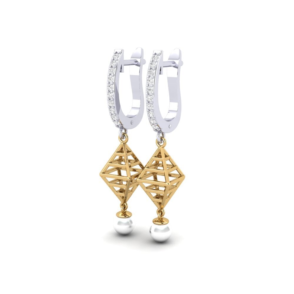 9ct White & Yellow Gold White sapphire Women's Earring Hasnain