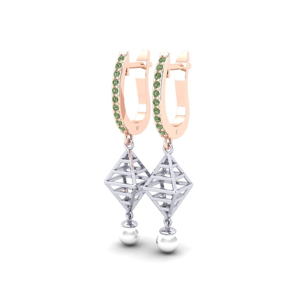 9k Oro Rosa & Blanco Diamante Verde Pendiente de mujer Hasnain