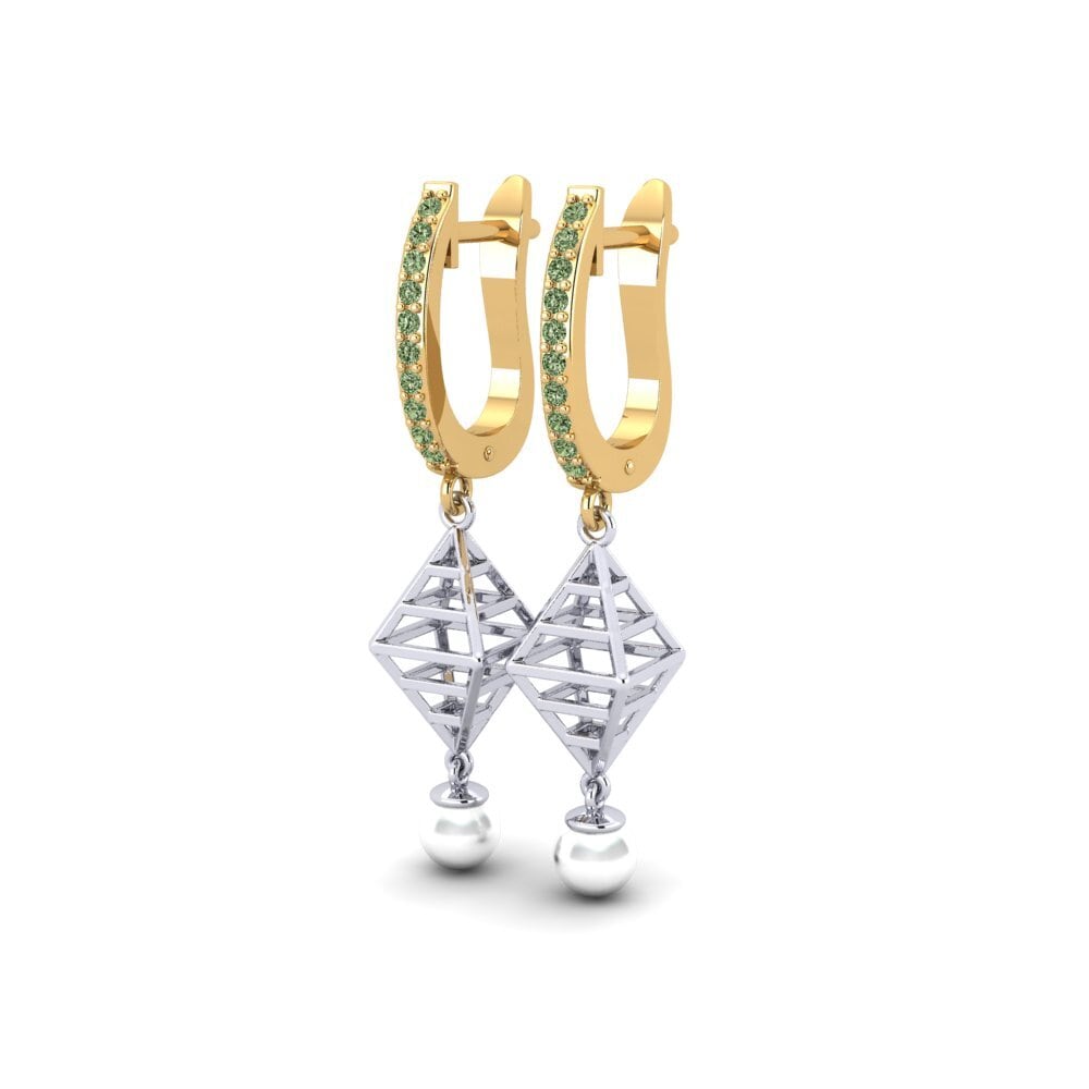 9ct Yellow & White Gold Green Diamond Women's Earring Hasnain