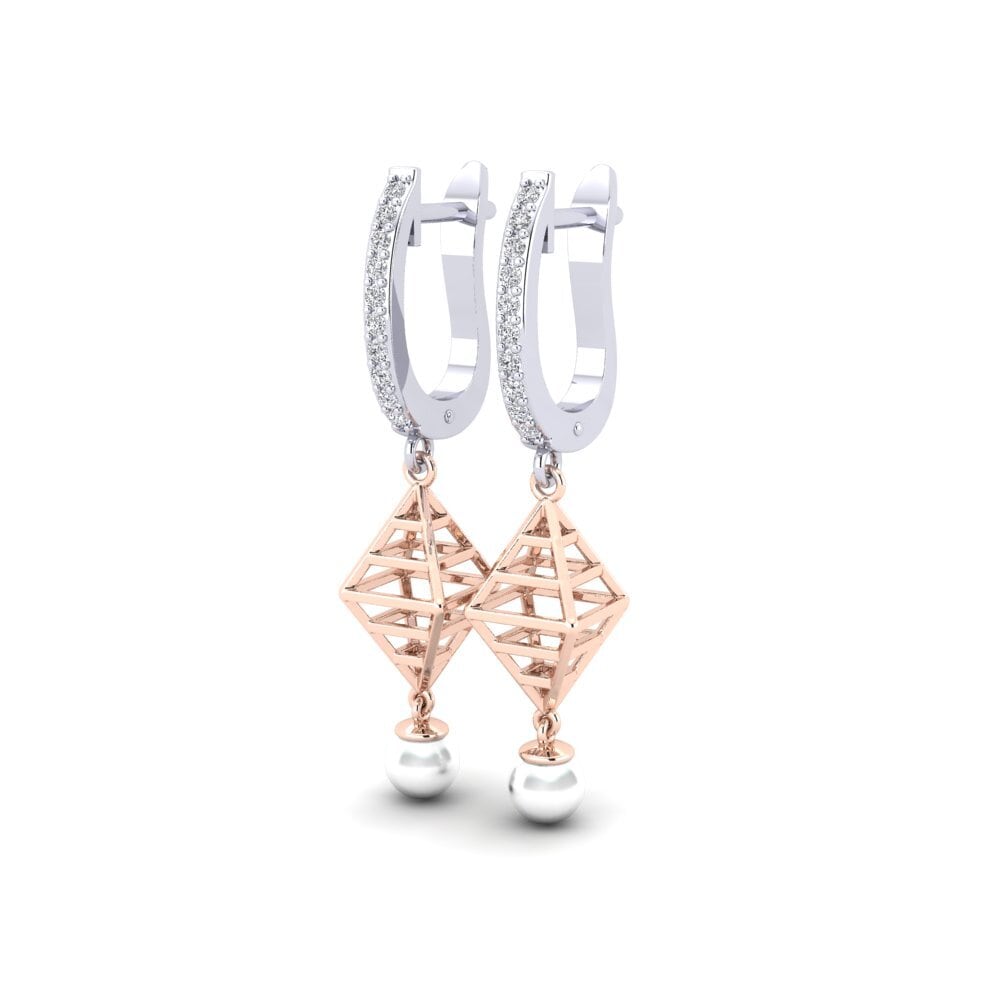 9ct White & Rose Gold Lab Grown Diamond Women's Earring Hasnain