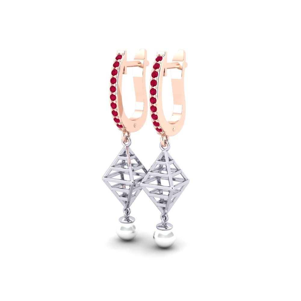 9k Oro Rosa & Blanco Rubí Pendiente de mujer Hasnain